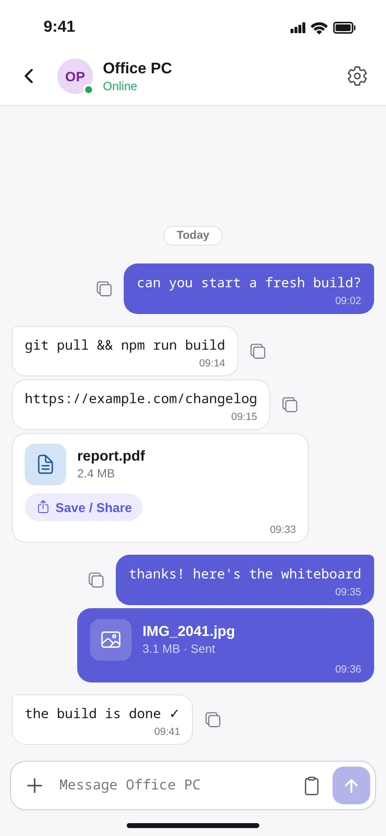 A conversation on the phone with a file to save
